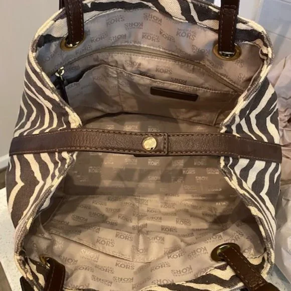 Michael Kors Canvas Stripe Tiger Animal Bag Tote - Picture 6 of 6